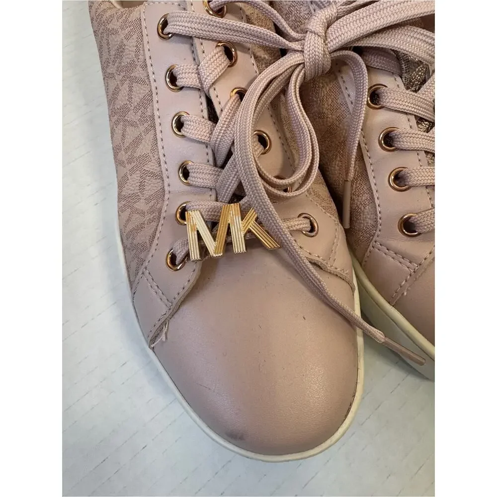 Michael Kors Rose Gold MK Print Sneakers Womens 7.5 Everyday Shoes Classic
